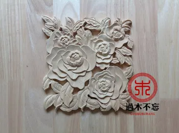 

Don't forget the wooden wood carving of Dongyang peony flower decoration block Party Central Square Square Flower applique firep