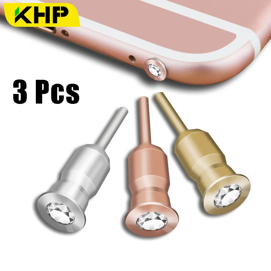 KHP 3 шт. металлический Алмазный 5 мм анти-пылезащитный Разъем для телефонов