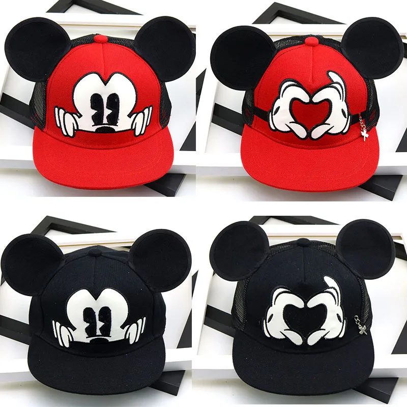 

Embroidery Mickey Boys Girls Mesh Cap Adjustable Kids Hip Hop Cap Children Cartoon Snapback Hat Summer Cotton Caps casquette C31