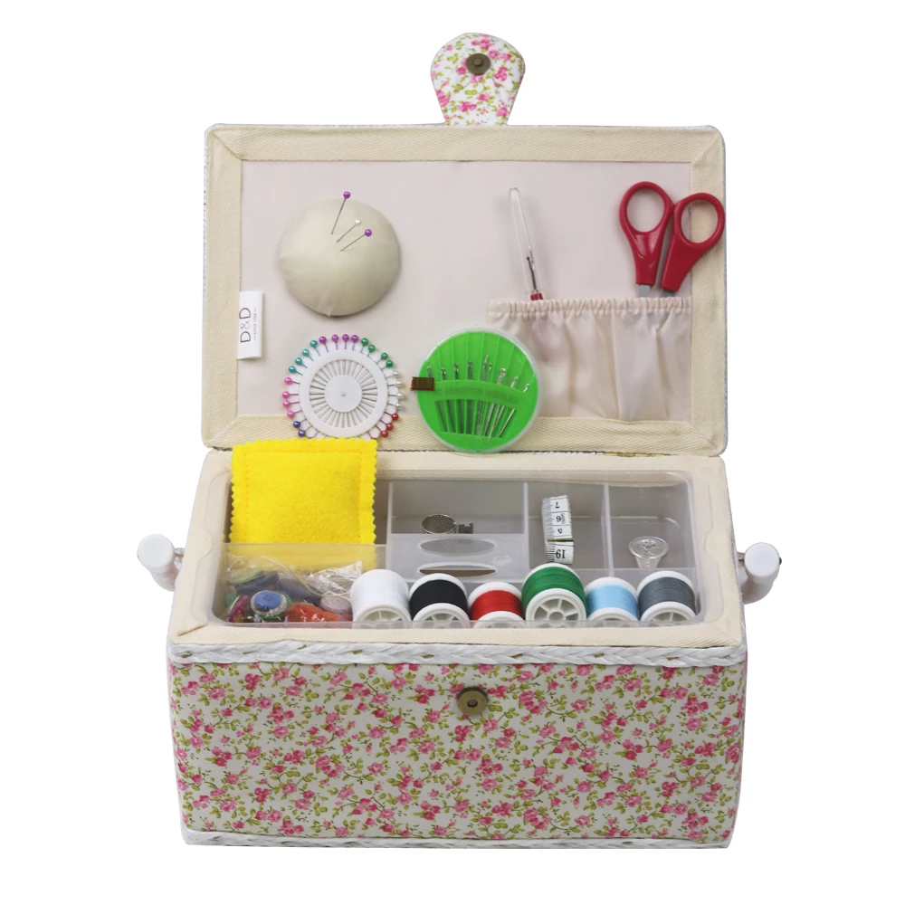 D&D 4 Colors Sewing Basket Kit Storage Box with Sewing Accessories DIY