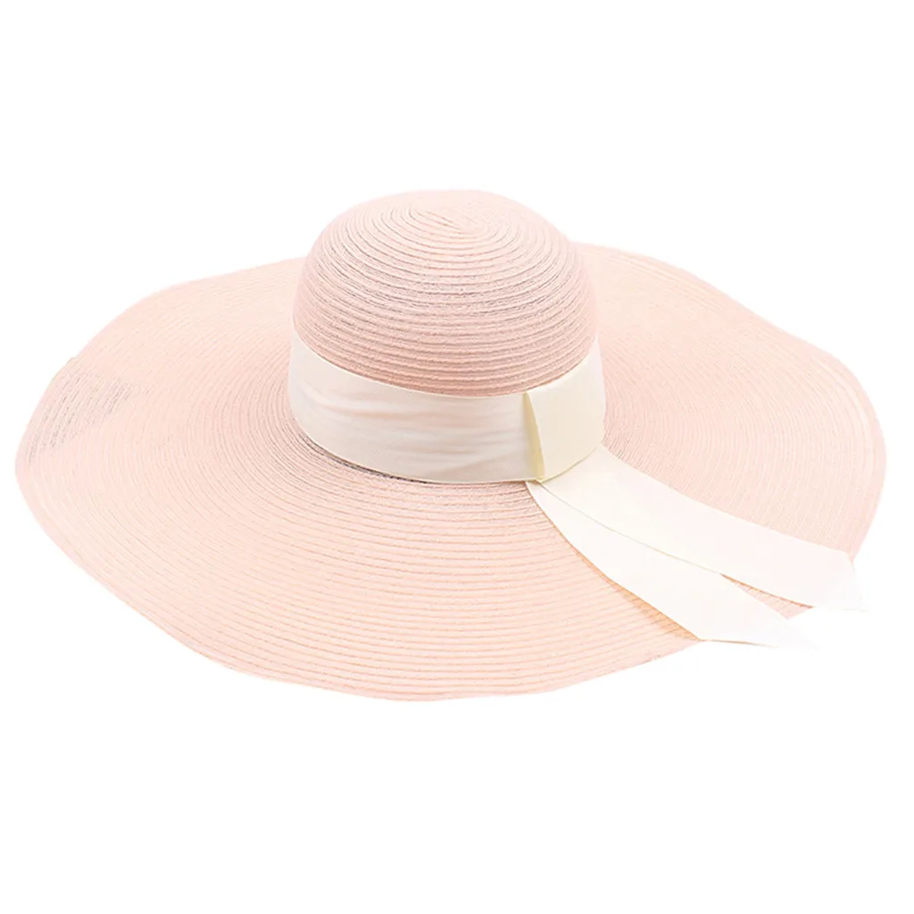 Очаровательная Летняя женская соломенная шляпа большой широкий пляжный навес шляпа складная солнцезащитная Кепка Защита от солнца УФ-излучения защита женские шапки# D8