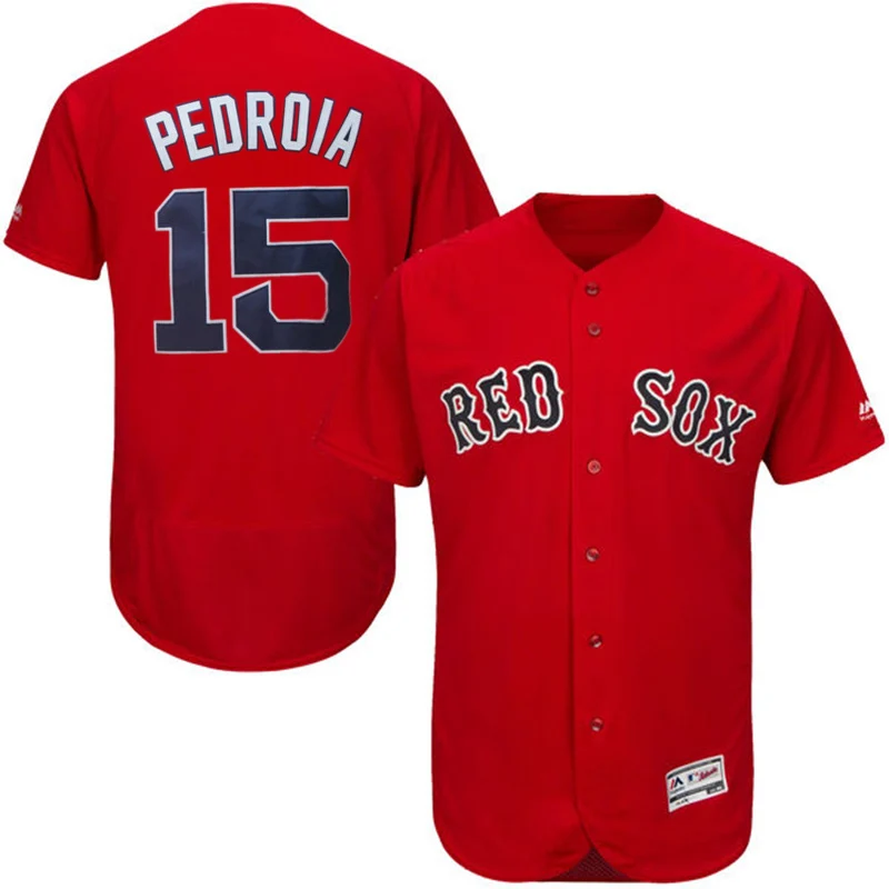 Мужская Дастин Pedroia #15 трикотажные Взрослых Дэвид Ортис #34 100% Прошитой Логотипы