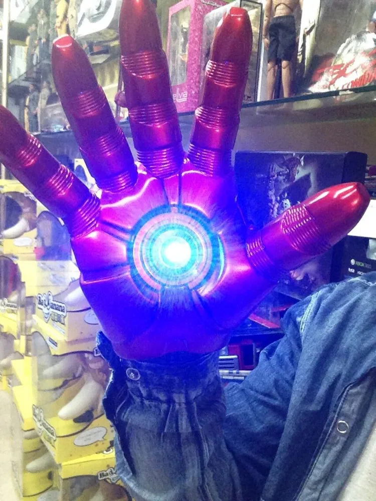 1:1 Cosplay The Avengers 2 Iron man Mark 3 LED light Gloves luminous Action Figure Toy model costume party Adult child prop gift