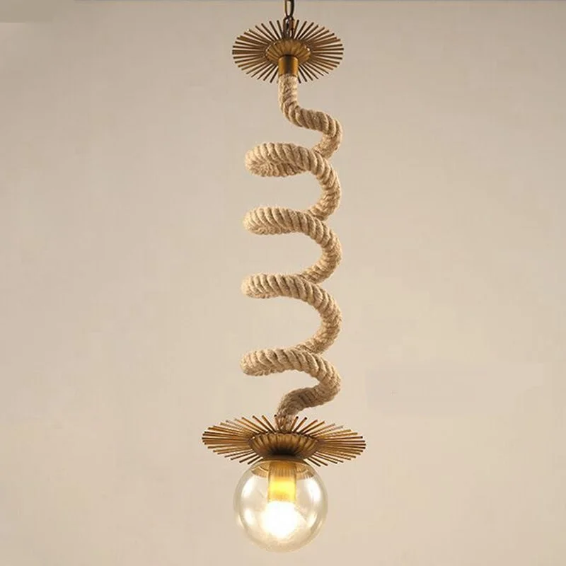 

American iron industrial glass pendant lamp loft retro enchants bean wave network Cafe single head rope hanging lamp ya72920