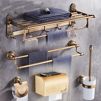 

MYPOAYHODO Europe Bathroom Hardware Pendant Set Archaize Rack Combination 2 Towel European Style Bathroom Accessories Set