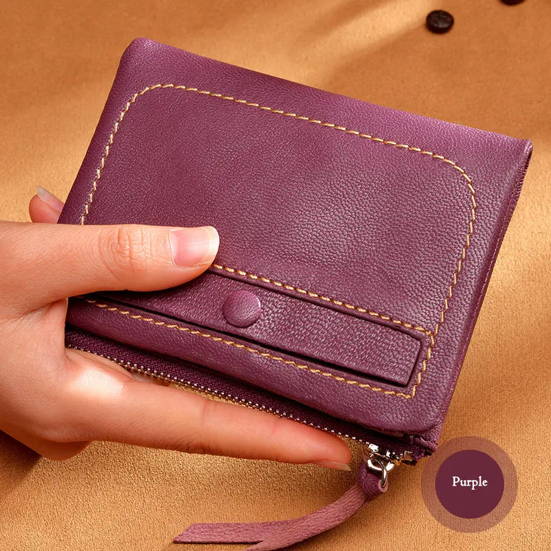 COHEART брендовый роскошный женский кошелек из натуральной кожи Женский кошелек сумочка из натуральной овчины высокое качество держатели для карт маленькое отделение для монет - Цвет: Purple