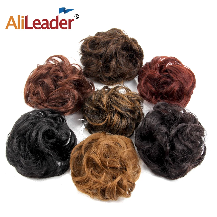 

Alileader Beauty Girls Curly Scrunchie Chignon Hair Bun Synthetic Wave Hair Elastic Ring Wrap For Hair Bun Ponytails 7 Colors