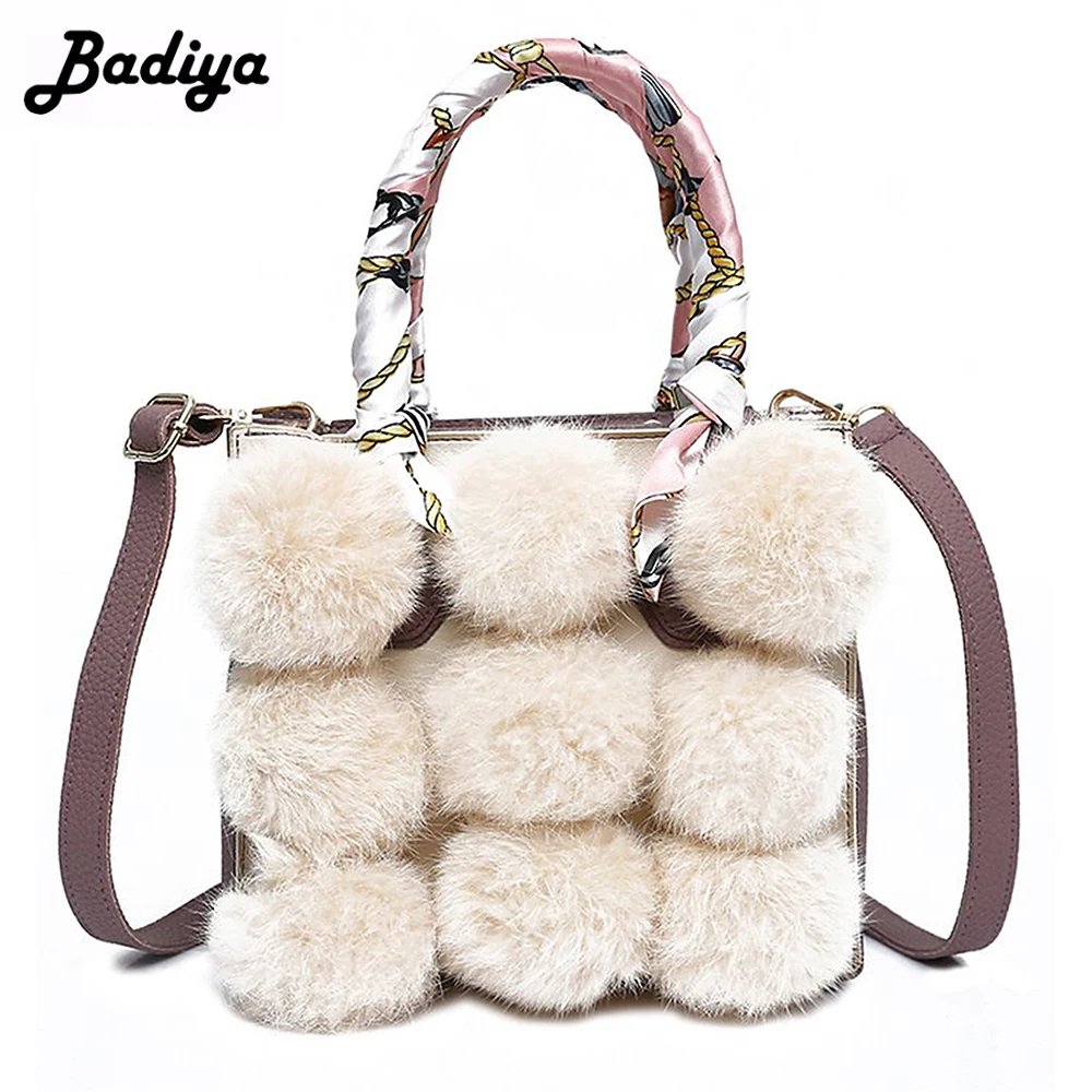 Fashion Women Faux Fur Scarves Handbag Mini Luxury Small Flap Bag