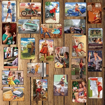 

[ Mike86 ] Pin up Russia Sexy Girl Metal Sign Wall Plaque Poster Home Retro iron Painting art Christmas Gift Decor Art FG-511