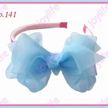 145 шт., новинка года, повязка на голову для девочек, 3-3,5 Шелковый в форме цветка для волос, бантик, повязка для волос из органзы