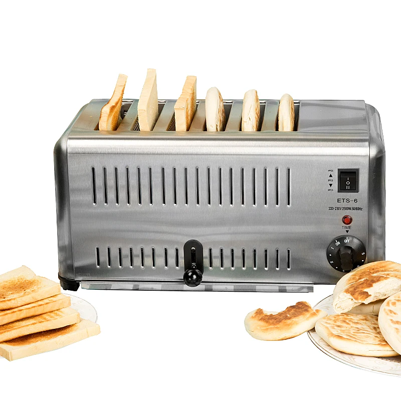 

6 Slots Household Breakfast Toaster Commercial Toaster Breakfast Assistant Toaster Full Stainlles Steel Toast Oven ETS-6