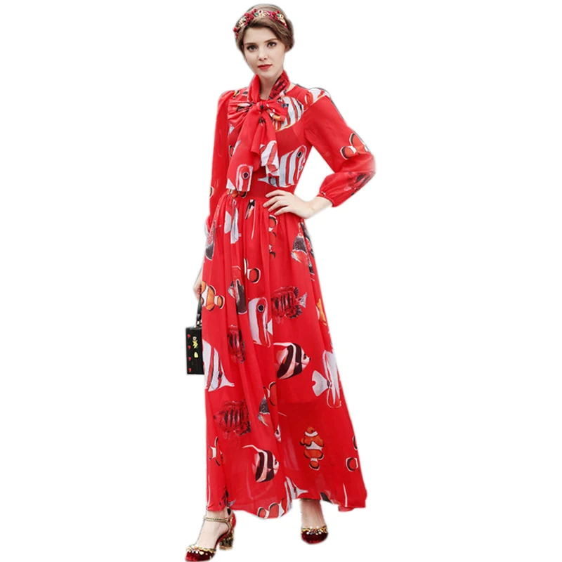 2018 Top Fashion Runway Style Women Maxi Long Print Dresses Animal