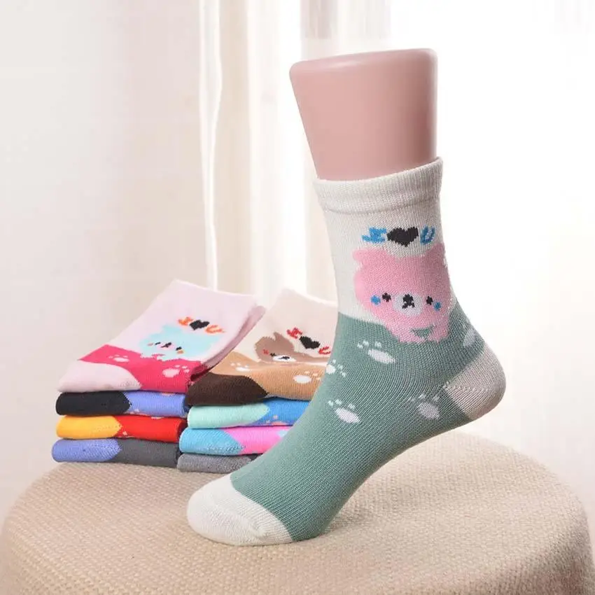 ILOVEU Bear 5 пар в партии, носки для девочек, Calcetines Mujer, модные рождественские носки с объемным принтом, с забавным низким вырезом повседневные хлопковые носки с изображением животных, собак, Meias, животных - Цвет: ILOVEU Bear