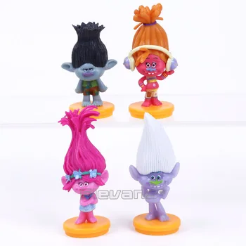 

Trolls Poppy Branch DJ Diamond PVC Figures Model Toys Kid Toys Gifts for Children 4pcs/set 6~8cm