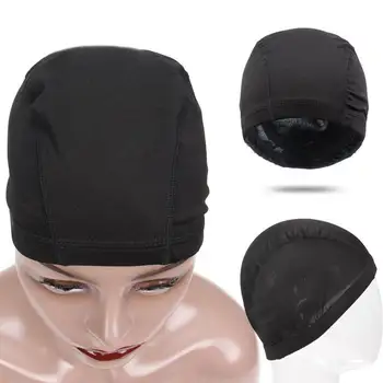 

Breathable Spandex Dome Cap For Wig Making Strech Glueless Hair Weave Net Elastic Mesh Dome Cap Pack Black Styling Accessories