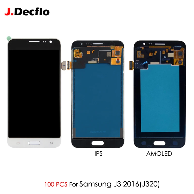 

100PCS AMOLED For Samsung Galaxy J3 2016 J320 J320A J320F J320M LCD Display OLED Touch Screen Digitizer Assembly Adjustable