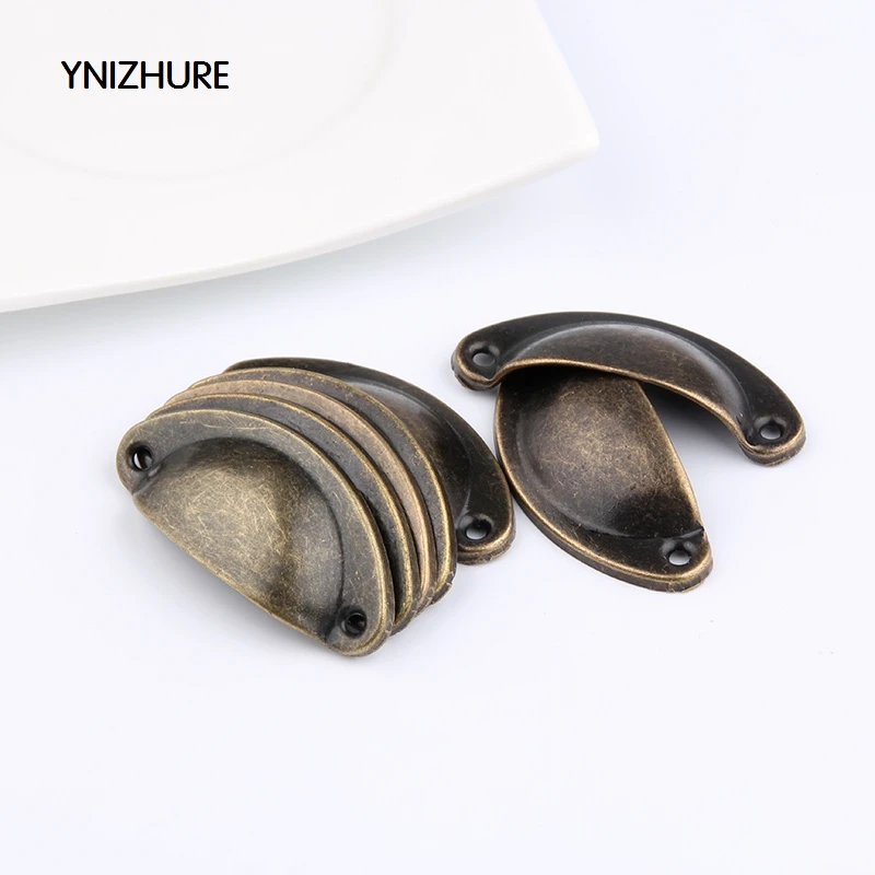 2018 Sale Promotion Tiradores Muebles 50pcs 50*20mm Metal Antique Drawer Handle Medicine Cabinet Green Ancient Shell Semicircle