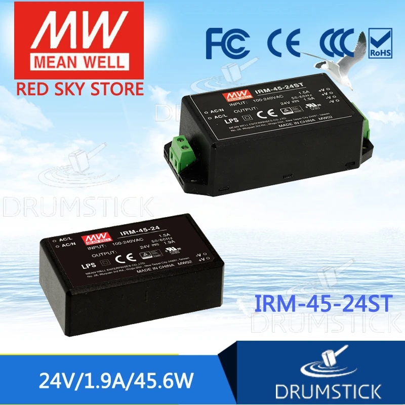

MEAN WELL IRM-45-24ST 24V 1.9A meanwell IRM-45 24V 45.6W Screw terminal style