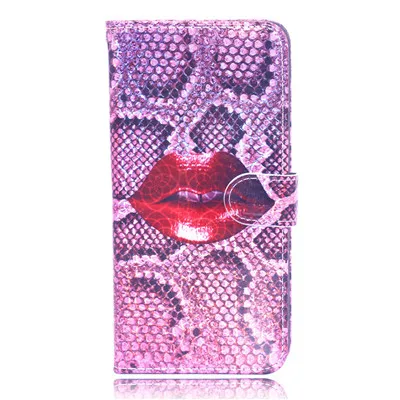 3D видение geschilderd Чехол-бумажник из искусственной кожи чехол для huawei P30 Lite Nova 4E Y7 Pro Y6 Pro в форме нарезанного ананаса череп мягкий чехол-Обложка - Цвет: Red lips