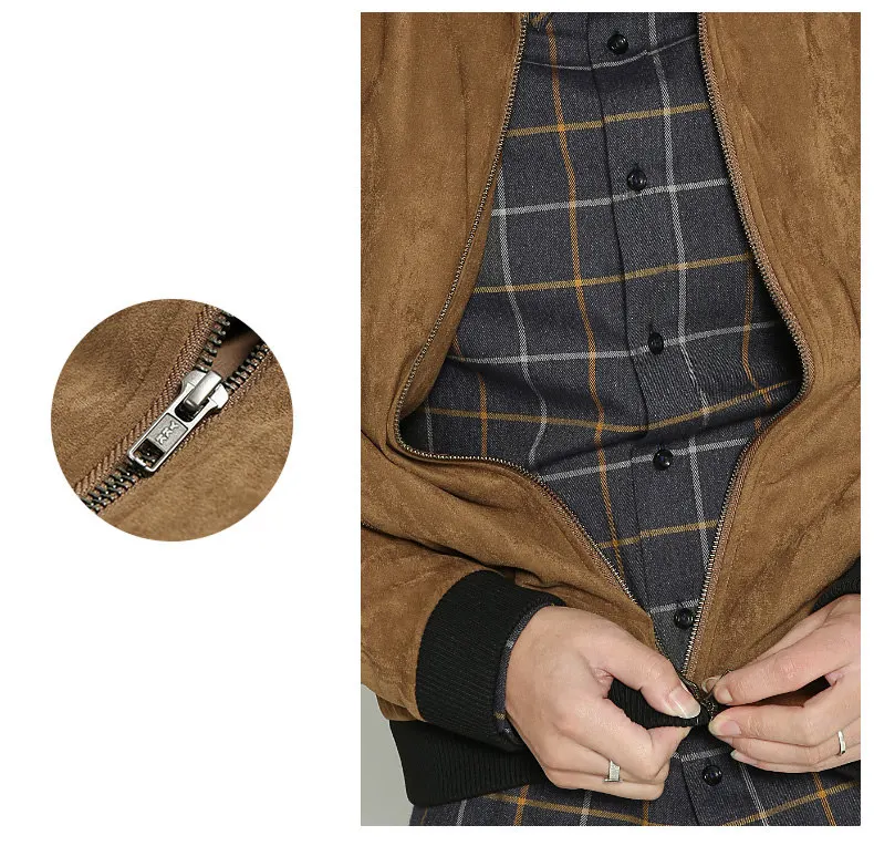 Jacket Men High Quality Autumn Baseball Collar Suede Spring Mens Jacket Coat Male Winter Warm Camel Size M L XL XXL 3XL 2018 New-02