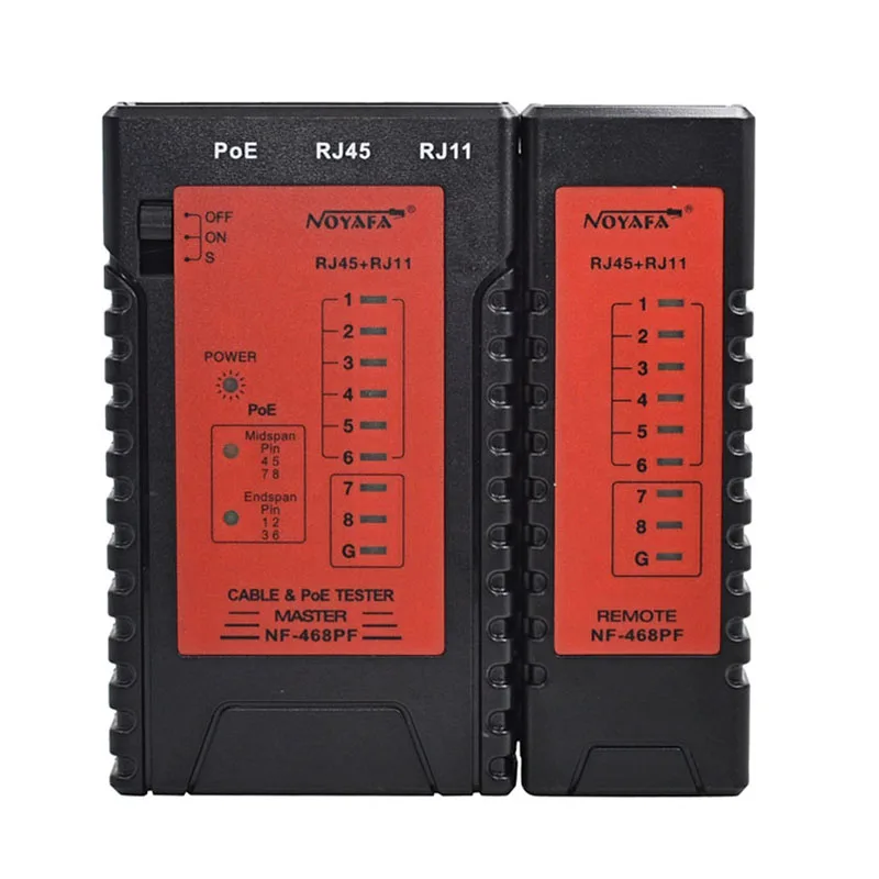 NOYAFA NF 468PF тестер непрерывности кабеля Ethernet RJ45 и RJ11 POE телефонный провод LAN Сетевой