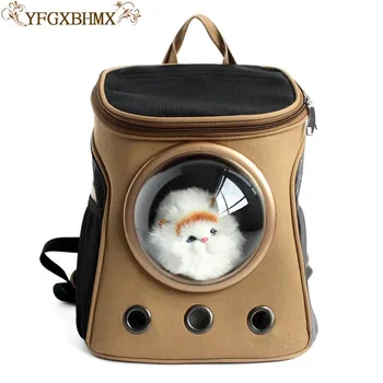 

YFGXBHMX Pet Supplies Canvas Capsule Pet Backpack Transparent Breathable Shoulder Portable Small Cat Storage Bag