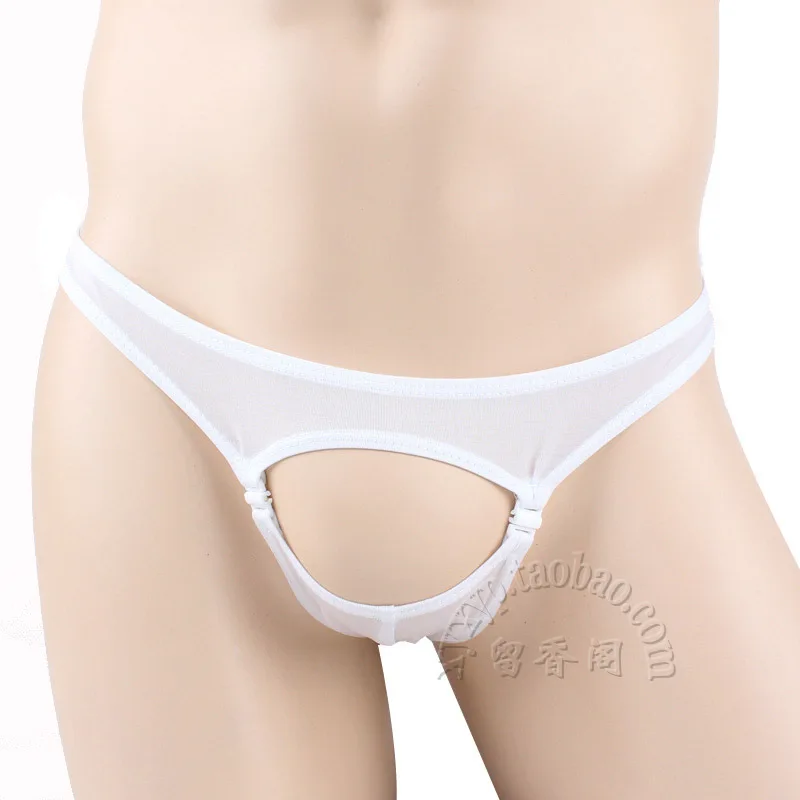 Sexy Gay Men Exotic Underwear Condom Hole Front Open Back CrotchlessMale Briefs Lingerie Jockstrap Cock Sock Cueca Calzoncillos