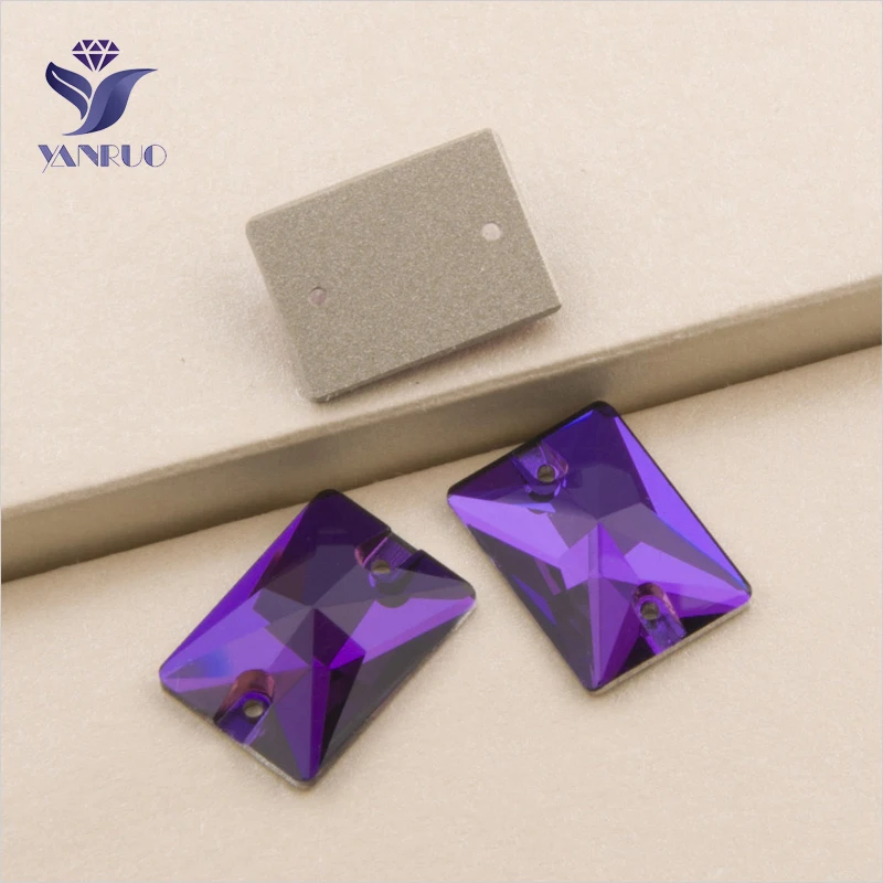

YANRUO 3250 All Sizes Purple Velvet Rectangle Sewing Stones Flatback Sew On Rhinestone Strass Crystal Clothes