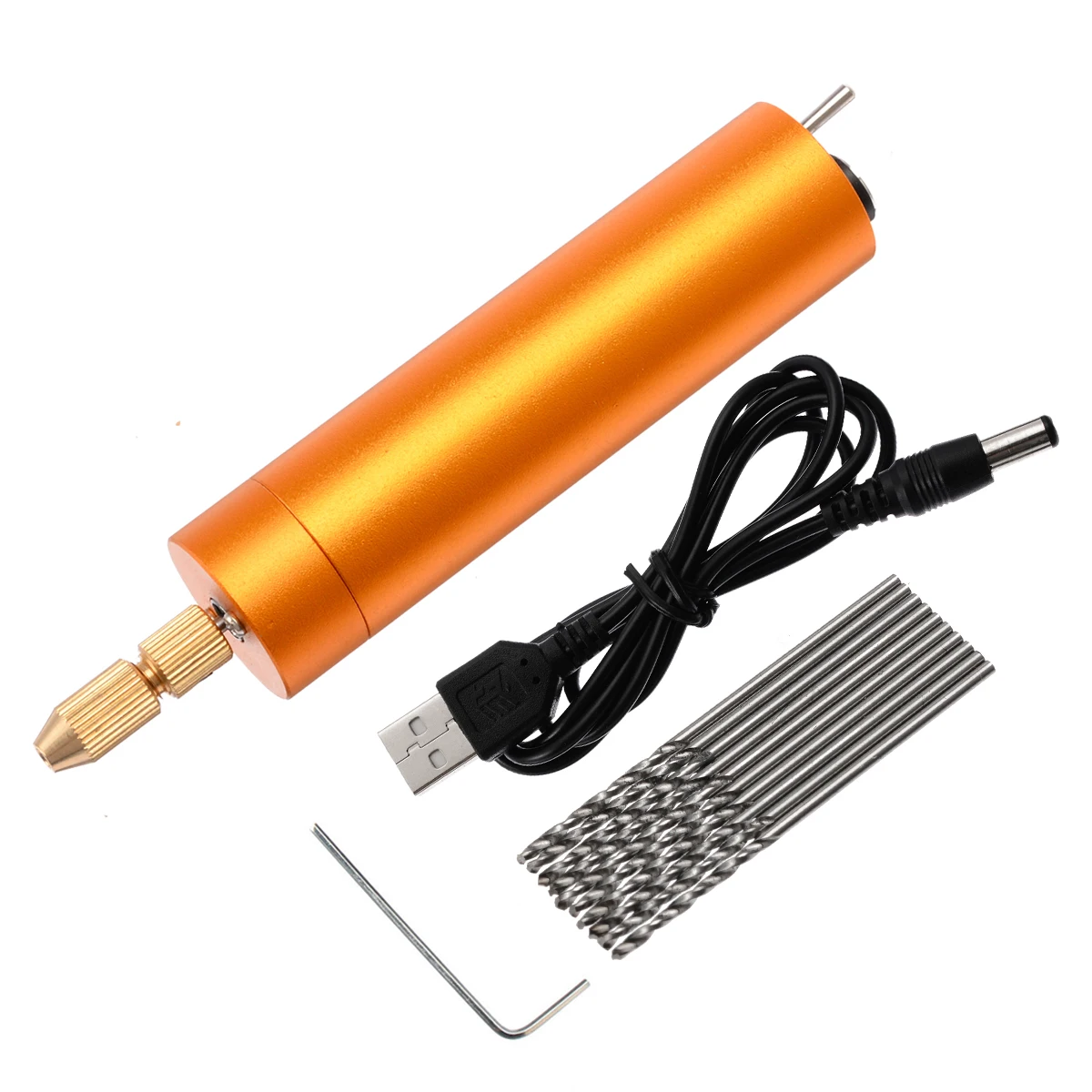 DC 5V Electric Motor Small PCB Hand Drill Press Drilling Compact Set with 10PC Twist Bits Wrench For DIY Woodworking Carving