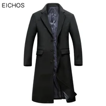 EICHOS Long Men Coat Winter Mens Wool Trench Coat Fashion Business & Casual Men’s Pea Coat Slim Fit Long Overcoat NZY1851
