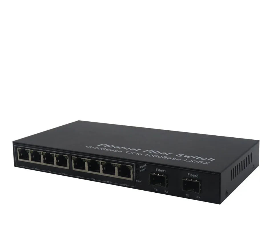 Reverso POE волоконно-оптический коммутатор с 2 SFP+ 8 10/100/1000 Мбит/с RJ45 Ethernet порты POE обратный медиаконвертер