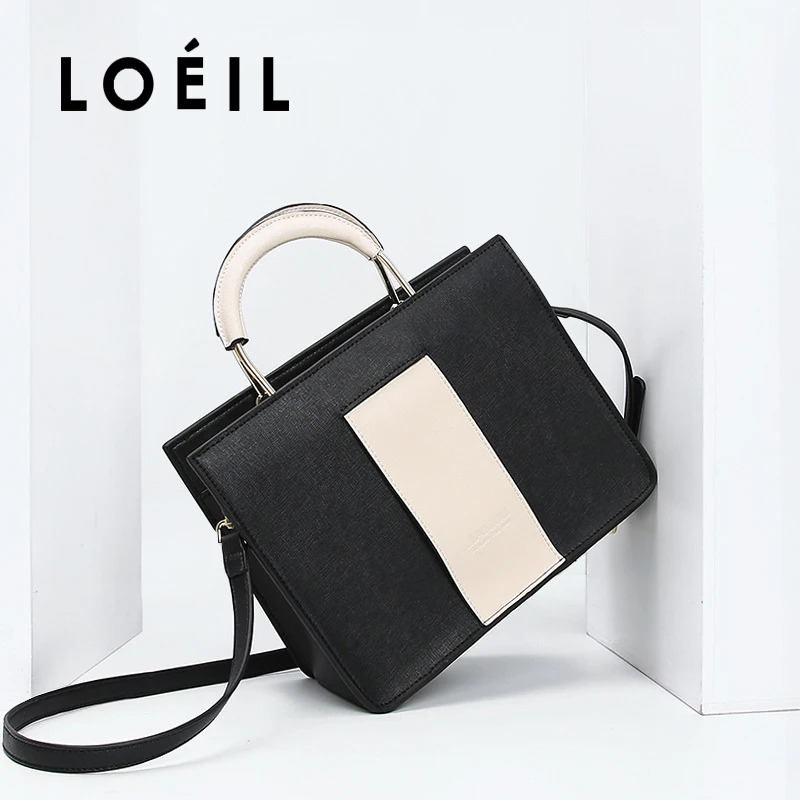 LOEIL Contrast bag 2018 new leather handbags Europe and the United States fashion shoulder Messenger bag LOEIL Contrast bag 2018 new leather handbags Europe and the United States fashion shoulder Messenger bag