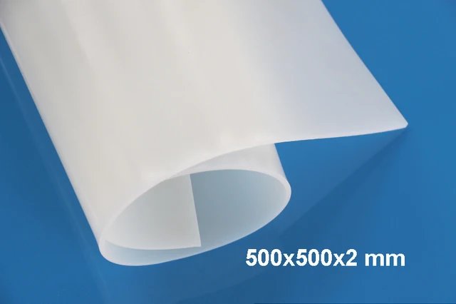 500x500x2mm high quality translucent milky white silicone rubber translucent white plastic sheet
