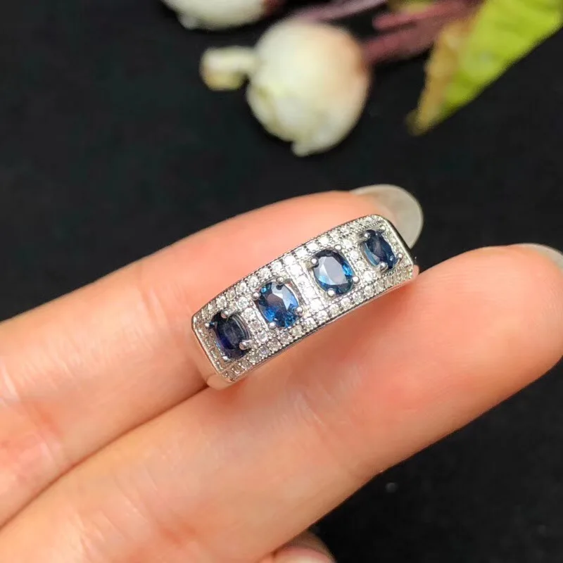 Natural sapphire ring, simple style, Sri Lanka sapphire, ladies ring, 925 silver custom number