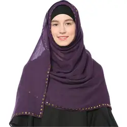 Babalet женщин скромные мусульманское исламское дышащий хлопок очень мягкий Твердые Стад Длинные платок Дубай L хиджаб 70*27 дюймов