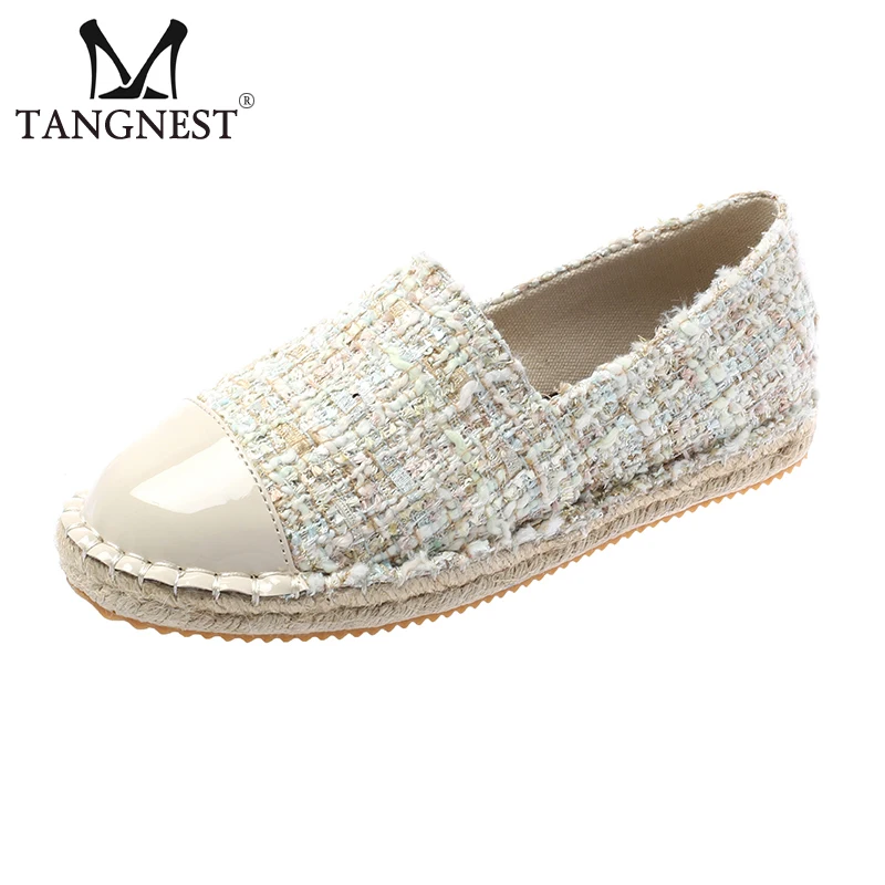 

Tangnest Spring Women Loafers Platform Flats Hemp Shallow Bright Round Toe Creepers Slip On Female Casual Fashion Shoes XWD7300