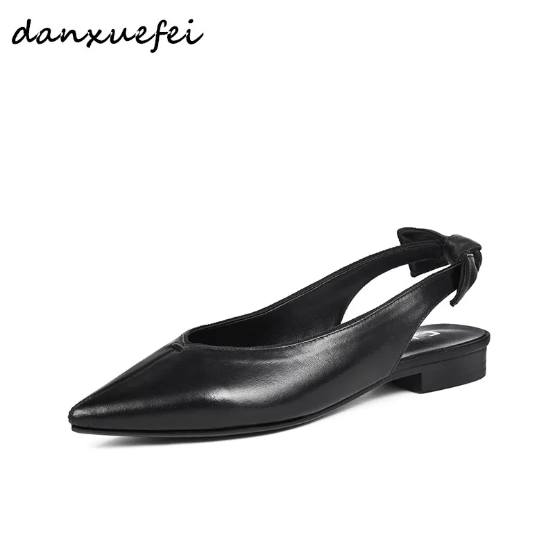 Bride red Cuir De Haute Pointu Black À En Confortable Cravate on Loisirs Marque Bout Designer Vente Arrière Femmes Véritable white Appartements Arc Slip Chaussures Qualité 4qFpXgg