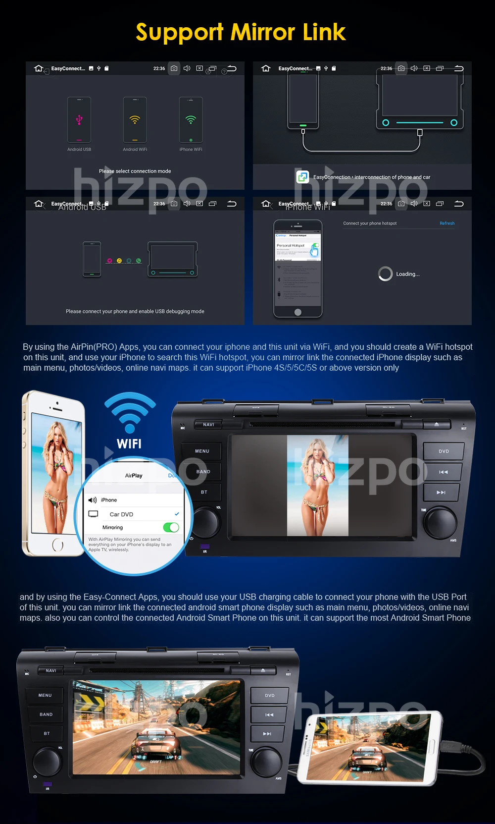 Excellent Hizpo Android 8.0 AutoRadio Car DVD Multimedia For MAZDA 3 2004/2005/2006/2007/2008/2009 Navigation GPS Player RAM 4GB ROM 32GB 5