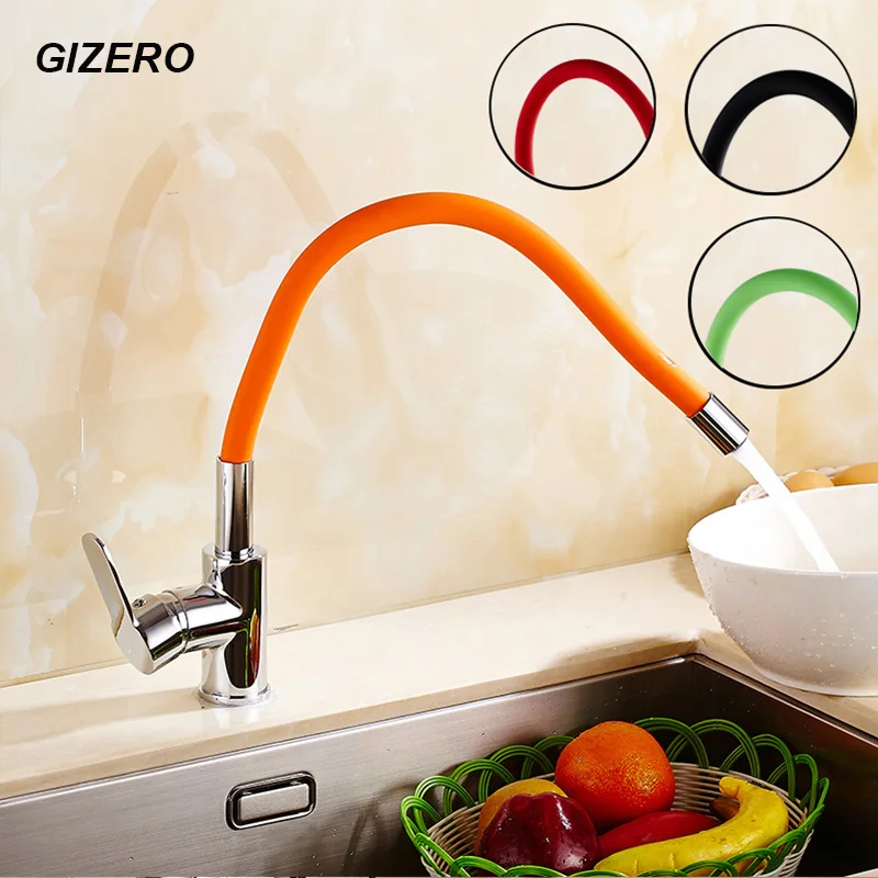 Colorful Kitchen Mixer Faucet 360 Swivel Rotation Flexible Hot Cold Water Faucet Brushed Nickel Deck Mount