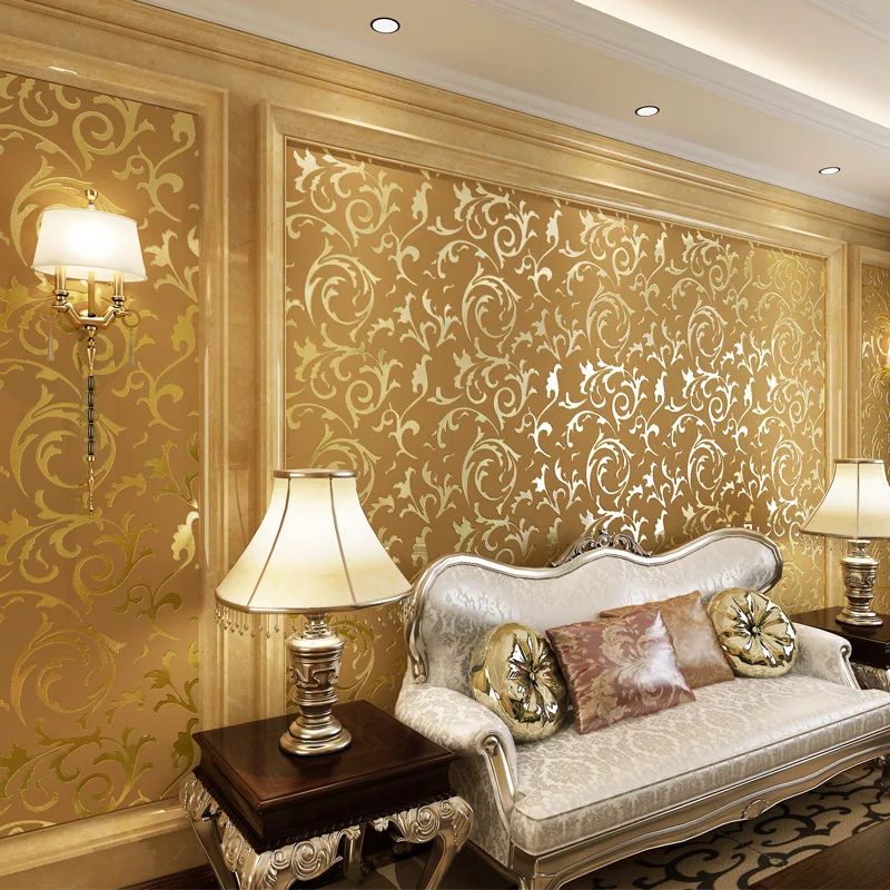 papel parede Luxury Continental Classic nonwoven buttercup leaf Wall Paper Non-woven Wallpaper Roll Decor Mural Papier Peint