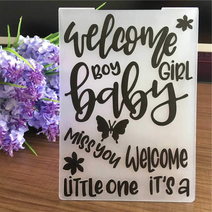 Добро пожаловать baby miss you бабочка набор для узора для бумажные карточки для скрапбукинга DIY Детский фотоальбом делая детские воспоминания