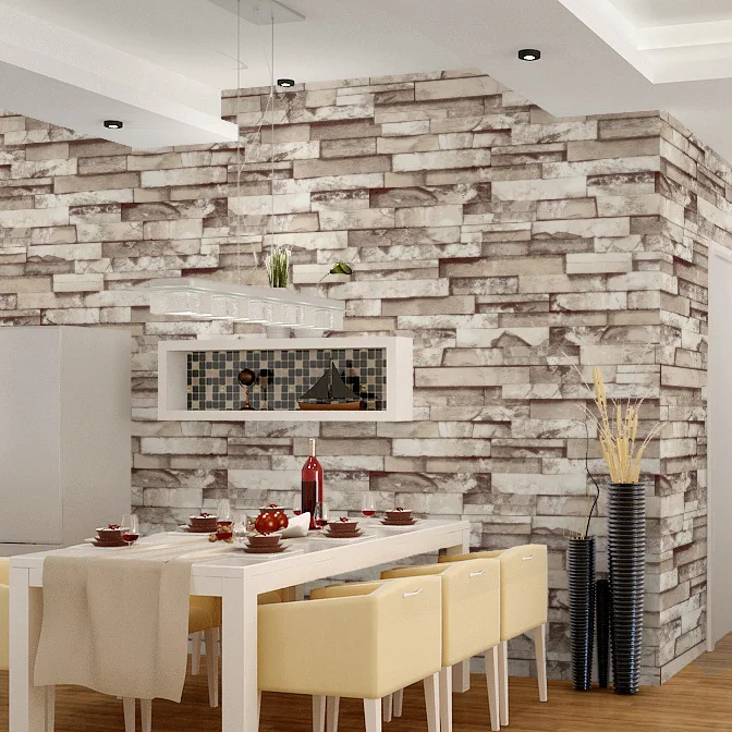 Buy HaokHome 3D Stone Brick print Vinyl wallpaper 0.53m*10m,modern style for