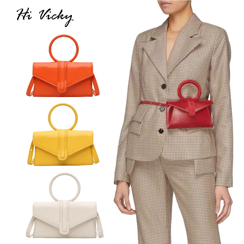 

2019 Luxury Designer Handbag Yellow Top Handle Envelope Handbag Pu Leather Women Waist pack Shoulder Messenger Bag Clutch Purse