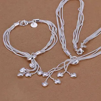 

S009 925 Hot Selling Silver Color Jewelry Sets For Women Fashion Jewelry Set Heart /aieaizla Atwajlda