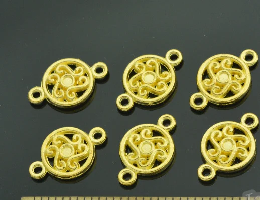 100pcs charm Double hole S round connector pendant 23*23mm gold Handmade Jewelry Making DIY Supplies European Alloy accessories | Украшения