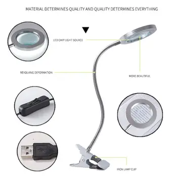 

USB Charging LED Tattoo Lamp Makeup Illuminator Improved Light With Clamp Brightening Magnification For Eyebrow Nail Art Beauty