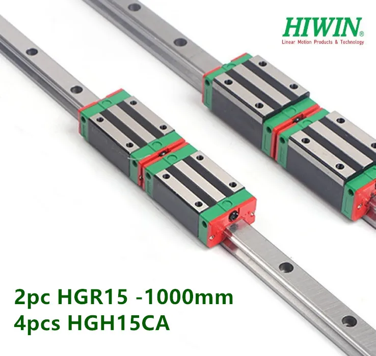 Оригинальная линейная направляющая HIWIN HGR15 - 1000 мм + 4 узких подшипника HGH15CA для ЧПУ