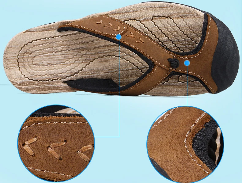 Ramialali/Новые летние мужские вьетнамки высокого качества; пляжные сандалии; нескользящие мужские тапочки из натуральной кожи; zapatos hombre
