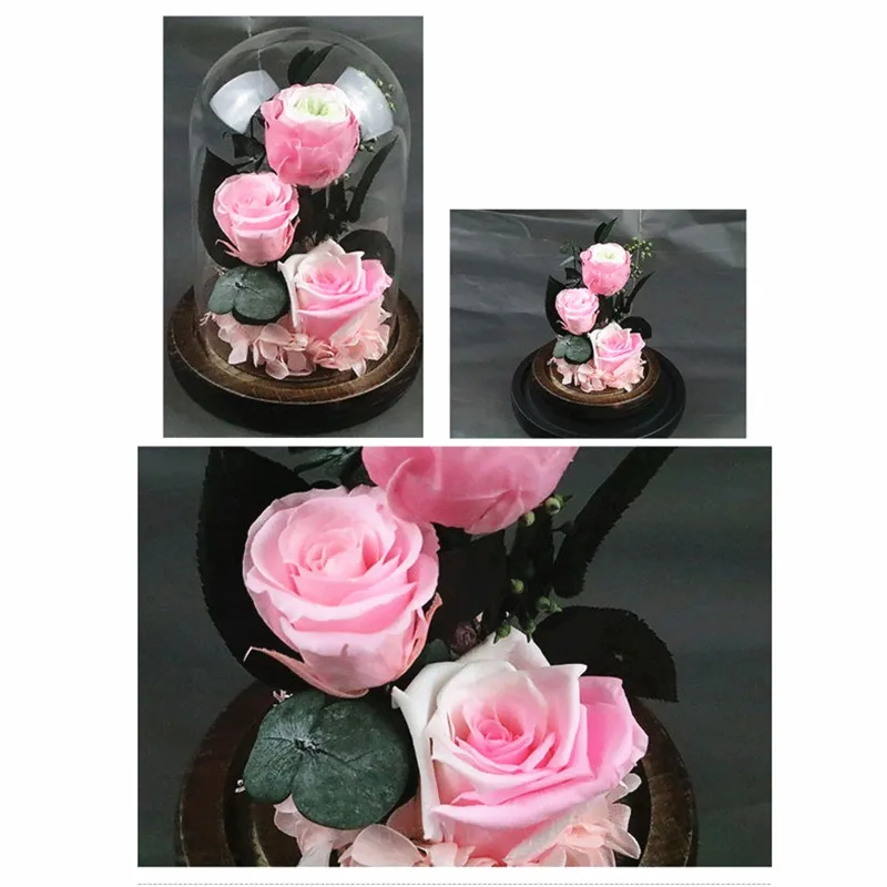 6 цветов, Подарочная коробка, в комплекте, вечная роза, сохраненная, бесморская Роза, Клош, свадебные украшения, уникальные подарки