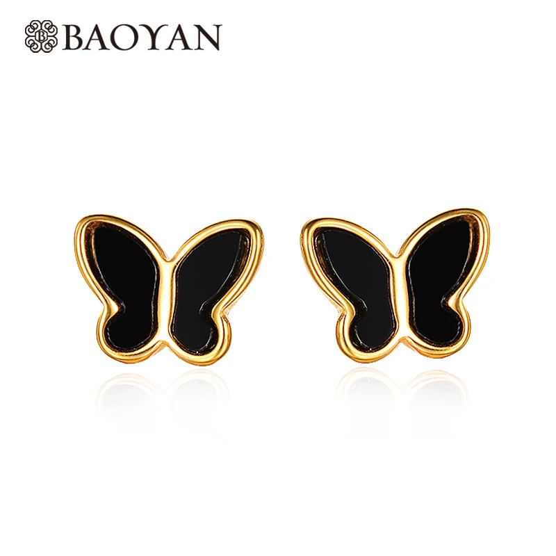 

BAOYAN 316L Stainless Steel Cute Romantic Black Butterfly Stud Earrings for Women Gift Sale N3